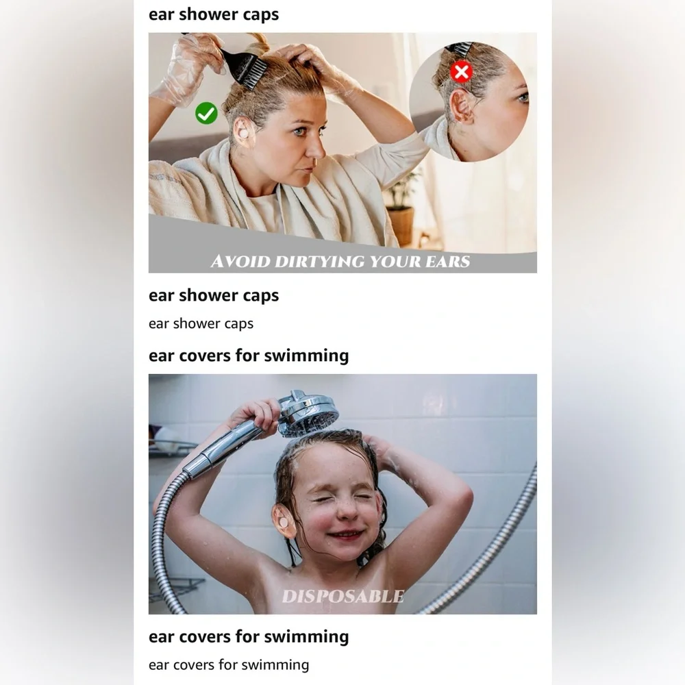 Ear Covers For Shower, Pool, Swimming, Hair Dye and more- Kids or Adults